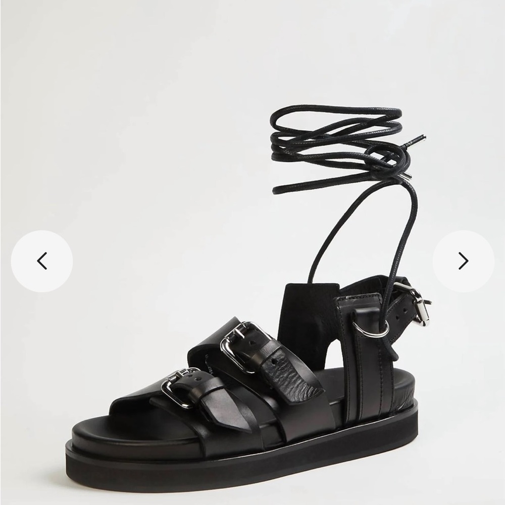 Black sandals with ankle tie